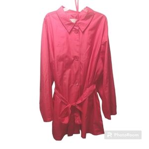 Woman Within Jacket Woman Plus 30W 3X Packable Bag Barbie Pink Button Front Nwot